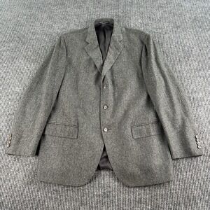 Polo Ralph Lauren Sport Coat 46 R Gray Wool Cashmere Herringbone Luxury Italy